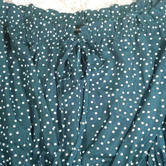 NWT Boohoo Plus Polka Dot Bardot Ruffle Playsuit Green& White Size 20 - Picture 6 of 16